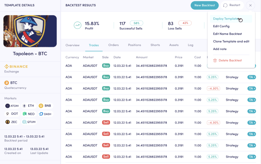 Cryptohopper deploy your strategy